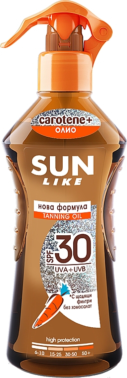 Olejek w sprayu przyspieszający opalanie - Sun Like Sunscreen Oil For Fast Tan With A Pump SPF 30 New Formula — Zdjęcie N1