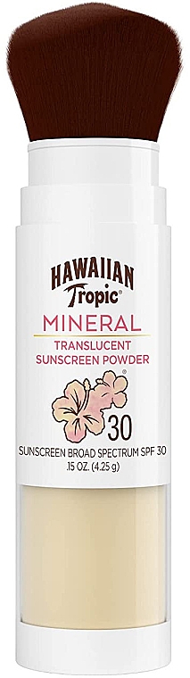 Pędzel z mineralnym półprzezroczystym pudrem przeciwsłonecznym - Hawaiian Tropic Mineral Translucent Sunscreen Powder Brush SPF 30 — Zdjęcie N1