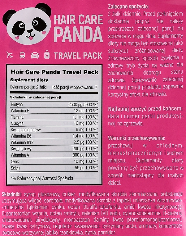 Żelki na zdrowe włosy - Noble Health Travel Hair Care Panda Travel Pack — Zdjęcie N2