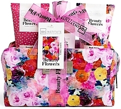 Kup Zestaw - IDC Institute Beauty Flowers Travel Bag (sham/70ml + shawer/gel/100ml + b/lot/70ml+ bag)