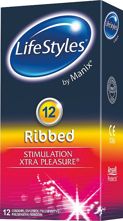 Prezerwatywy, 12 szt. - LifeStyles Ribbed — Zdjęcie N1