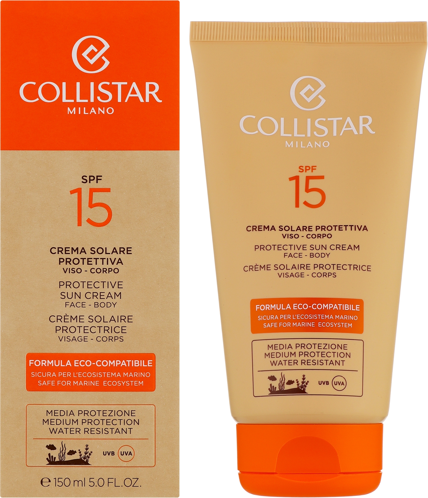 Ochronny filtr przeciwsłoneczny - Collistar Eco-Compatible Protection Sun Cream SPF15 — Zdjęcie 150 ml