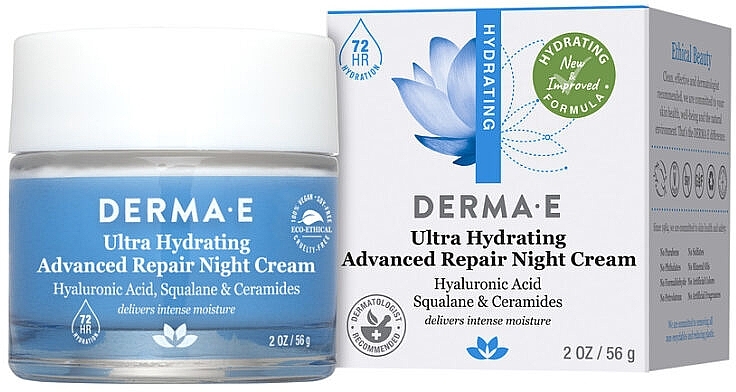 Nawilżający krem na noc z kwasem hialuronowym - Derma E Hydrating Night Cream — Zdjęcie N2