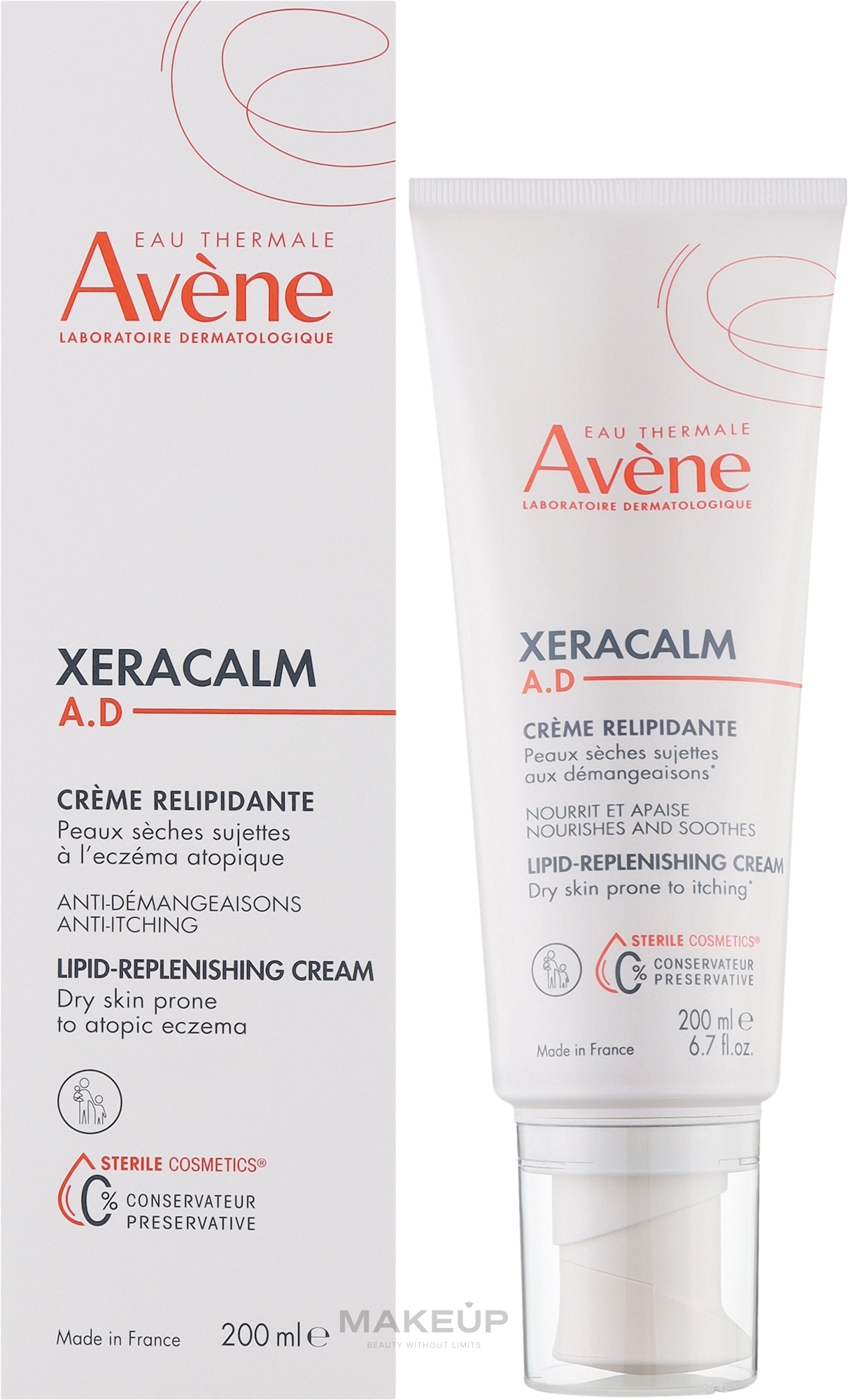 Krem do twarzy i ciała do skóry suchej - Avène XeraCalm A.D Lipid-replenishing Cream — Zdjęcie 200 ml