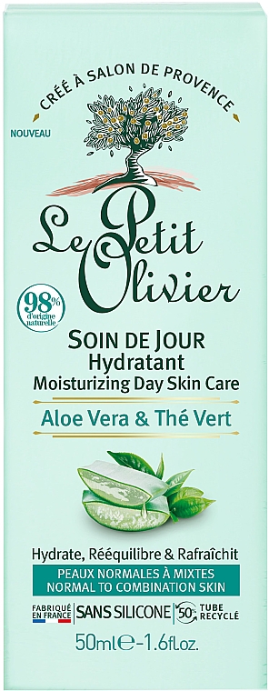 Nawilżający krem do twarzy na dzień Aloes i zielona herbata - Le Petit Olivier Moisturizing Day Care Aloe Vera & Green Tea — Zdjęcie N3