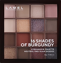 Paletka cieni do powiek - LAMEL Make Up Eyeshadow 16 Shades Of Burgundy Palette — Zdjęcie N2