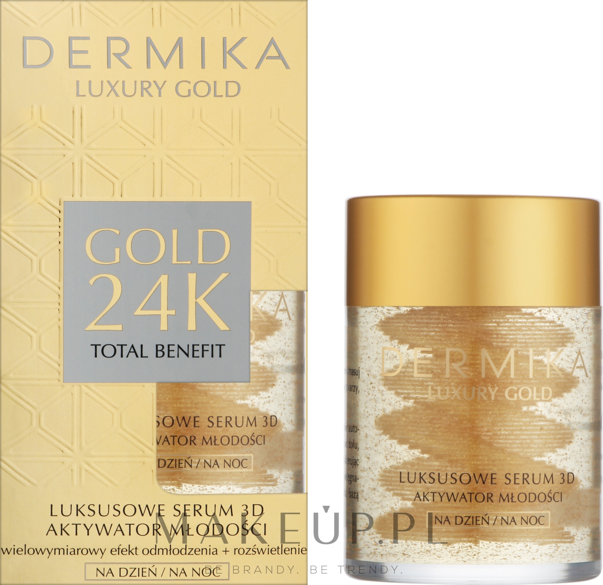 Luksusowe serum do twarzy Aktywator młodości - Dermika Luxury Gold 24k Total Benefit Serum — Zdjęcie 60 g