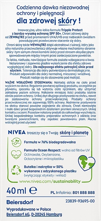 Fluid do twarzy SPF 50 - NIVEA SUN UV Face Triple Protect — Zdjęcie N2