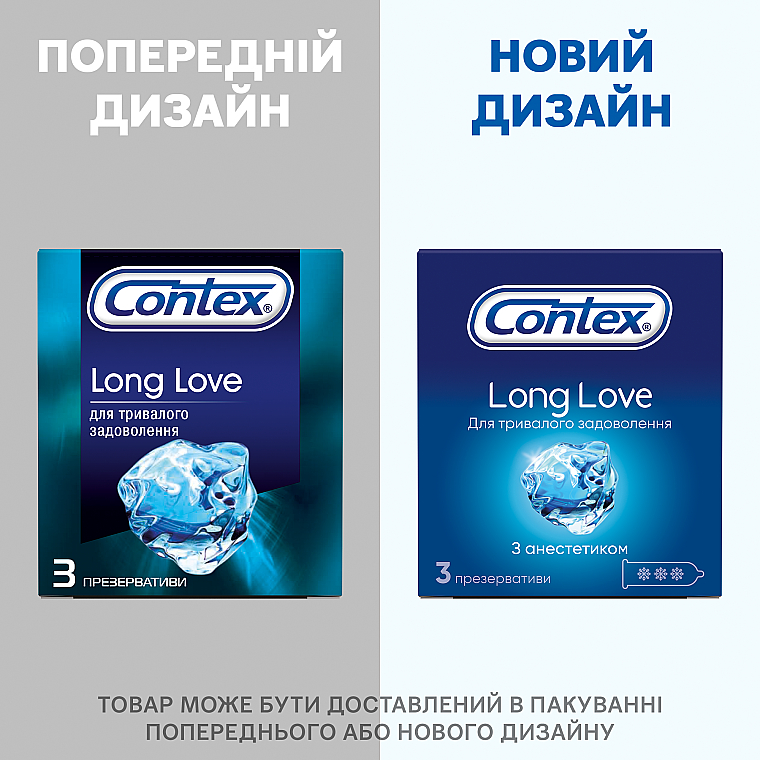 Prezerwatywy lateksowe z silikonowym lubrykantem znieczulającym, 3 szt. - Contex Long Love — Zdjęcie N5