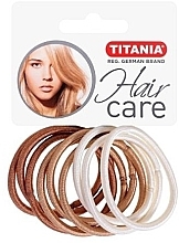 Gumki do włosów, elastyczne, 4 mm, 9 szt. jasnobrązowe - Titania — Zdjęcie N1