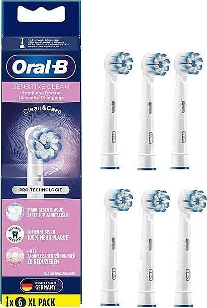 Wymienne główki szczoteczek elektrycznych, 6 szt. - Oral-B Sensitive Clean UltraThin Toothbrush Heads — Zdjęcie N1