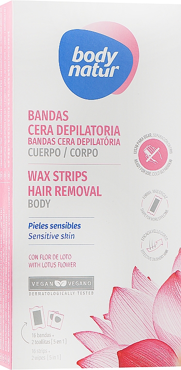 Plastry woskowe do depilacji ciała - Body Natur Wax Strips for Body Sensitive Skin