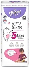 Pieluchy dziecięce 11-18 kg, rozmiar 5 Junior, 52 sztuki - Bella Baby Happy Soft & Delicate — Zdjęcie N1