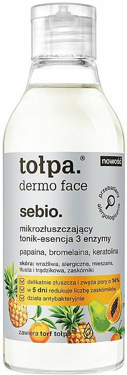 Mikrozłuszczający tonik-esencja 3 enzymy - Tołpa Dermo Face Essence-Tonic