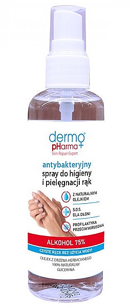 Antybakteryjny spray do pielęgnacji i higieny rąk - Dermo Pharma Antibacterial Spray Alkohol 75% — Zdjęcie N1