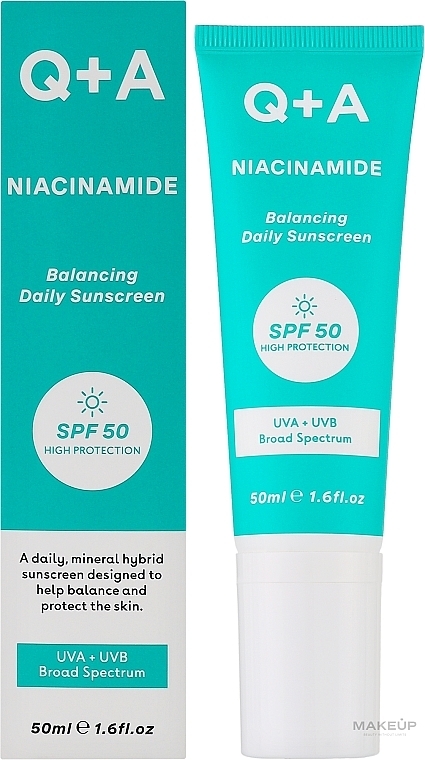 Równoważący krem ​​przeciwsłoneczny do twarzy - Q+A Niacinamide Balancing Daily Sunscreen SPF 50  — Zdjęcie N2