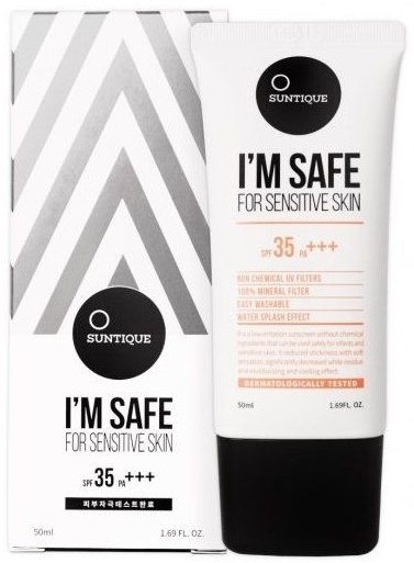Krem przeciwsłoneczny do skóry wrażliwej SPF 35/PA+++ - Suntique I’m Safe For Sensitive Skin Sun Block — Zdjęcie N1