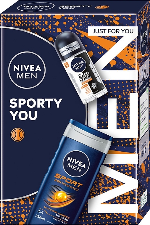 Zestaw - NIVEA MEN Sporty You (deo/roll/50ml + sh/gel/250ml) — Zdjęcie N1