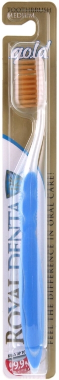Szczoteczka do zębów, średnia miękkość, z nanocząsteczkami złota, niebieska - Royal Denta Gold Medium Toothbrush — Zdjęcie N2