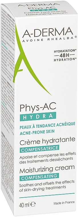 Kompensujący krem nawilżająco-odżywczy do cery trądzikowej i tłustej - A-Derma Phys-AC Hydra Compensating Cream — Zdjęcie N3