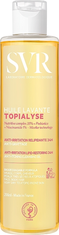 Micelarny olejek odbudowujący barierę lipidową do mycia skóry suchej i atopowej - SVR Topialyse Huile Lavante Micellaire