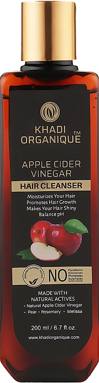Naturalny ajurwedyjski szampon nadający miękkość i połysk włosów Ocet jabłkowy, bez siarczanów - Khadi Organique Apple Cider Vinegar Hair Cleanser — Zdjęcie N1