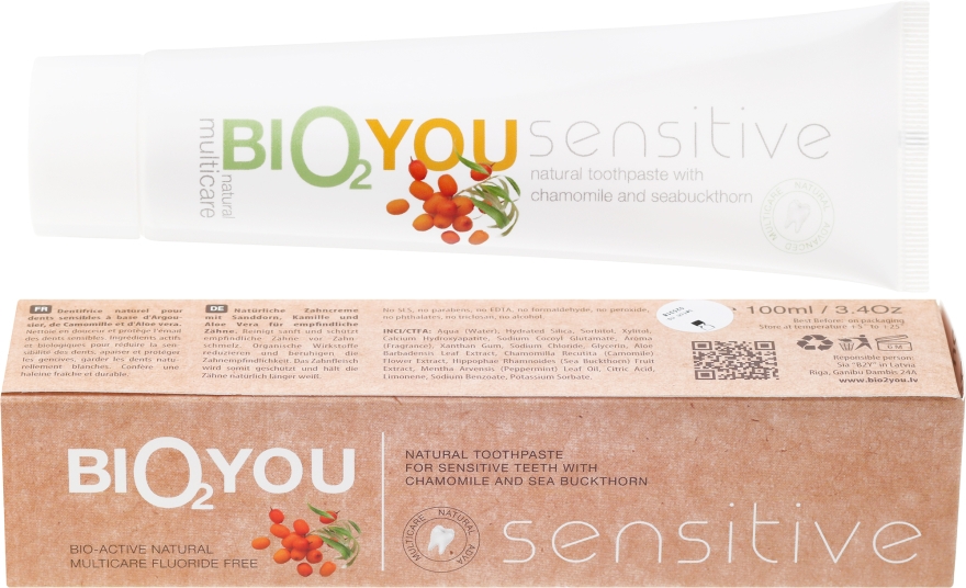 Naturalna pasta do wrażliwych zębów - Bio2You Natural Toothpaste For Sensitive Teeth — Zdjęcie N1