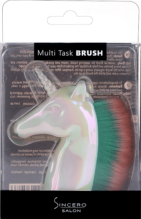 Pędzel do makijażu Jednorożec, biało-zielony - Sincero Salon Multi Task Brush — Zdjęcie N2