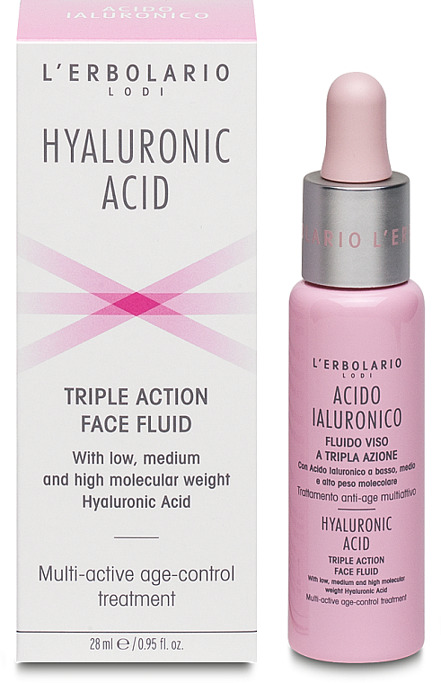 Serum do twarzy z kwasem hialuronowym - L'Erbolario Hyaluronic Acid Triple Action Face Fluid — Zdjęcie N1