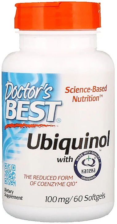 Ubichinol w żelowych kapsułkach - Doctor's Best Ubiquinol with Kaneka 100 mg, 60 Softgels — Zdjęcie N1