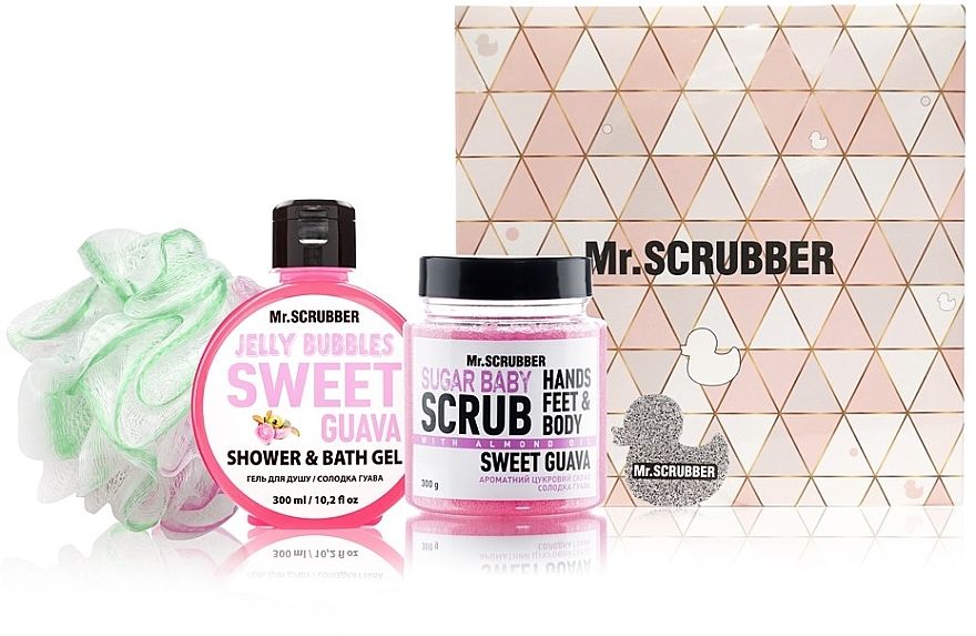 Zestaw - Mr.Scrubber "Sweet Guava" (body/scr/300 g + sh/gel/275 ml + sh/sponge) — Zdjęcie N1