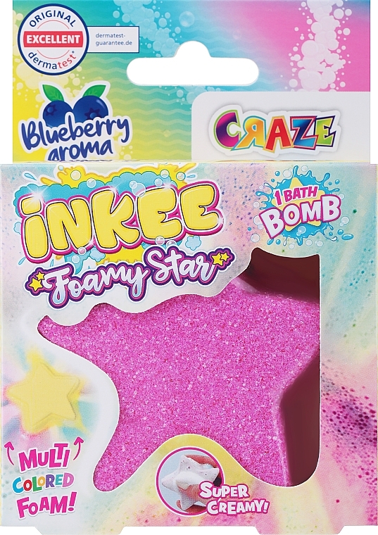 Kula do kąpieli Gwiazdka, różowa - Craze Inkee Foamy Star Bath Bomb — Zdjęcie N1