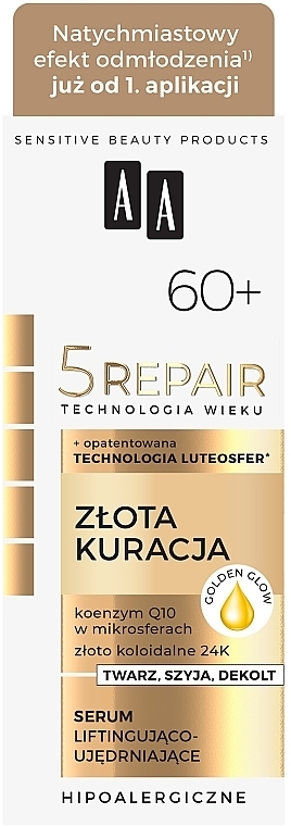 Liftingujące serum do twarzy - AA Cosmetics Technologia Wieku 5Repair 60+ Serum
