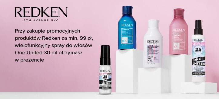 Przy zakupie promocyjnych produktów Redken za min. 99 zł, wielofunkcyjny spray do włosów One United 30 ml otrzymasz w prezencie.