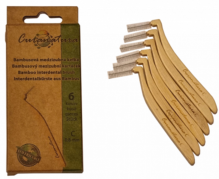 Bambusowe szczoteczki międzyzębowe, rozm. C (0,8 mm), 6 szt. - Curanatura Interdental Toothbrush — Zdjęcie N1