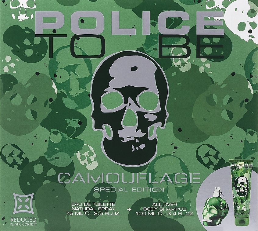 Police To Be Camouflage - Zestaw (edt/75ml + b/shamp/100ml) — Zdjęcie N1