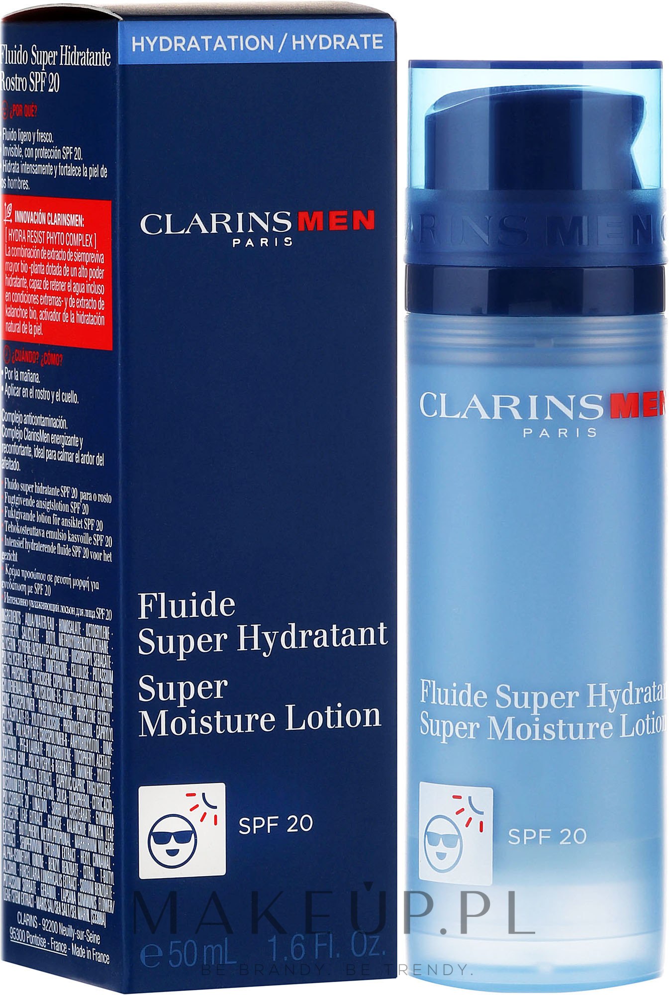 Intensywnie nawilżający fluid do twarzy dla mężczyzn SPF 20 - Clarins Men Super Moisture Lotion — Zdjęcie 50 ml