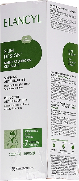 PRZECENA! Liftingujący koncentrat antycellulitowy z kofeiną i kompleksem 3D - Elancyl Slim Design Night Stubborn Cellulite * — Zdjęcie N3