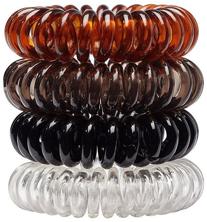 Spiralne gumki do włosów, 4 sztuki, wielokolorowe - Douglas Spiral Transparent Hair Ties — Zdjęcie N1