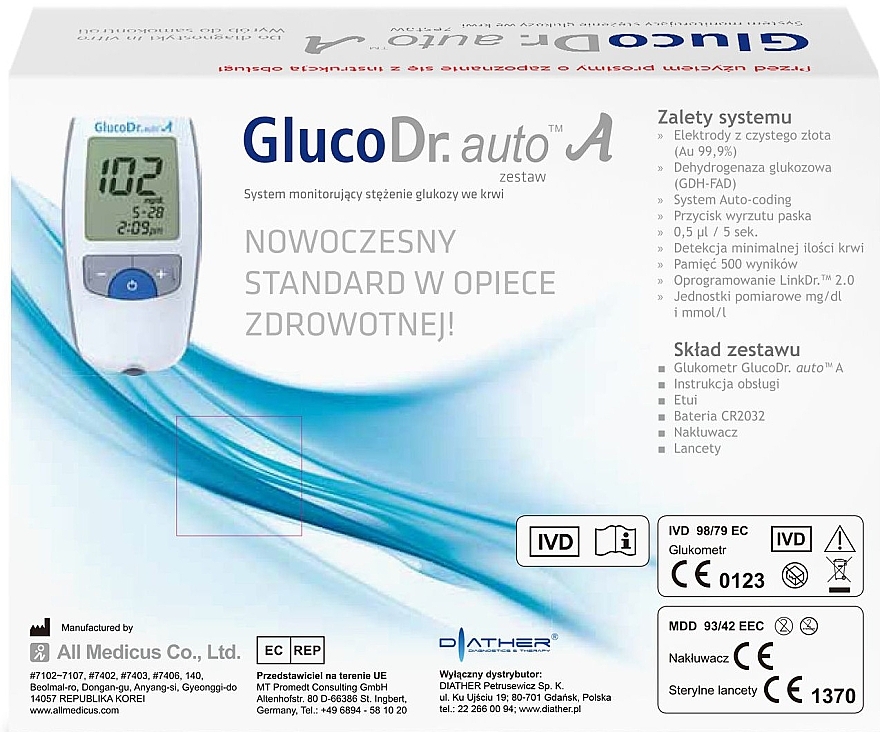 Glukometr - Diather Diagnostics & Therapy GlucoDr. Auto A — Zdjęcie N2