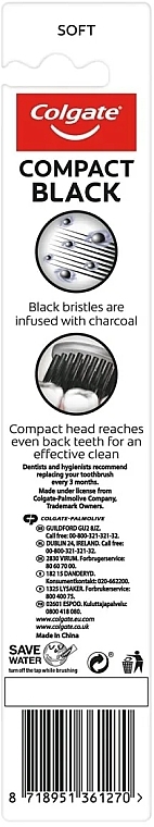 Miękka szczoteczka do zębów - Colgate Compact Black Toothbrush Soft — Zdjęcie N2