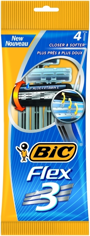 Maszynki do golenia dla mężczyzn Flex 3, 4 szt. - Bic — Zdjęcie N1