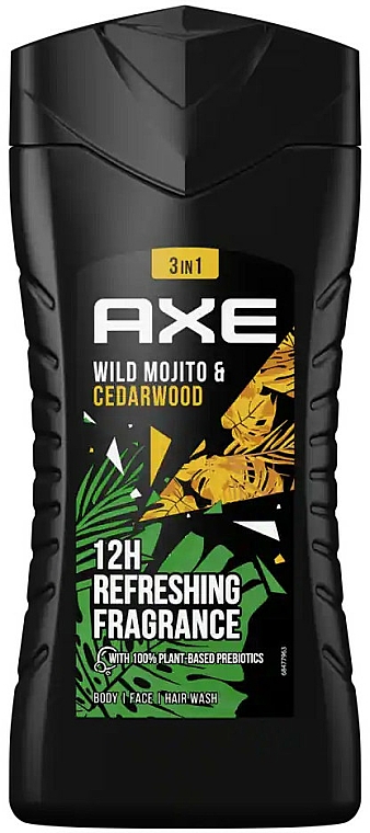 Szampon-żel pod prysznic 3w1 - Axe Wild Green Mojito & Cedarwood Body, Face, Hair Wash — Zdjęcie N1