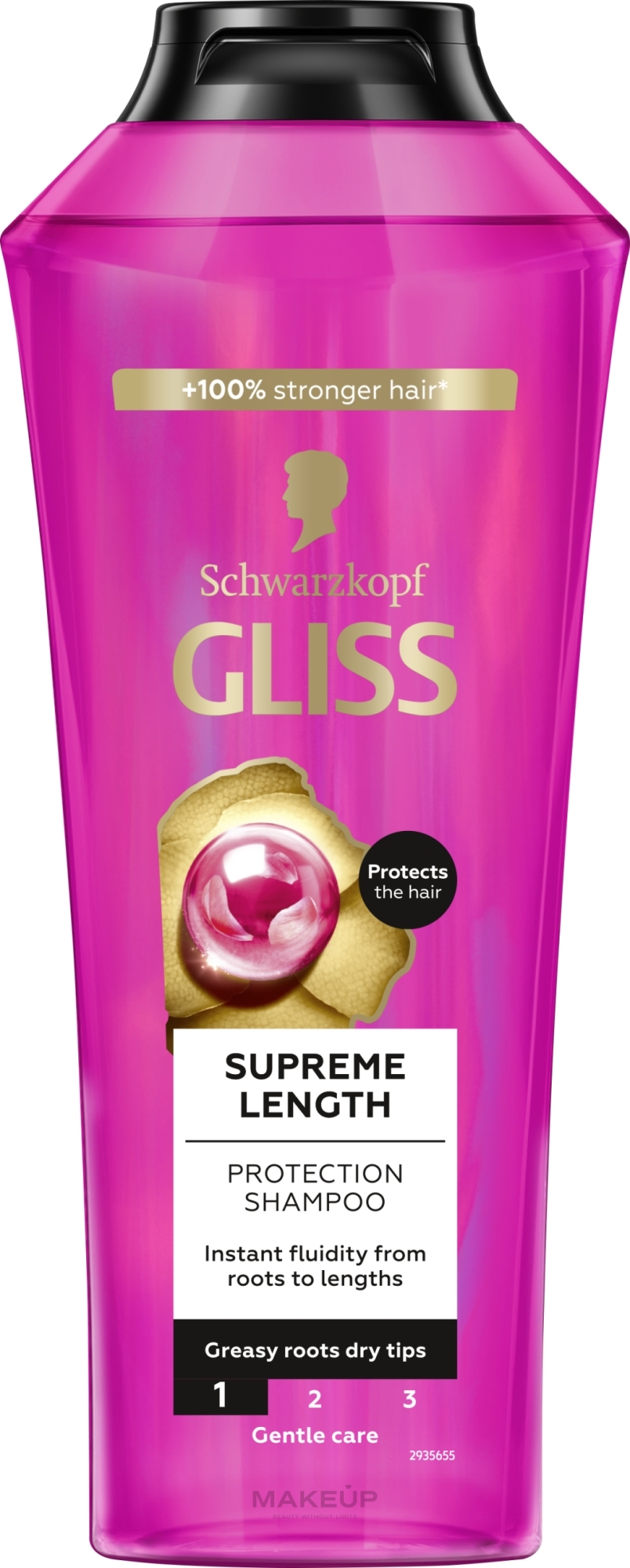 Wzmacniający szampon do włosów długich, skłonnych do zniszczeń i przetłuszczania się u nasady - Gliss Kur Supreme Length Shampoo — Zdjęcie 400 ml