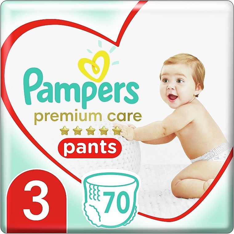 Pieluchomajtki rozmiar 3 (6-11kg), 70 szt. - Pampers Premium Care Pants — Zdjęcie N1