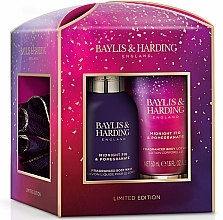 Zestaw - Baylis & Harding Midnight Fig & Pomegranate Luxury Essentials Treat Box Gift Set (sh/gel/100ml + b/lot/50ml + washcloth/1pcs) — Zdjęcie N1