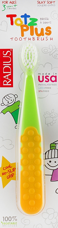 Szczoteczka do zębów dla dzieci, zielono-żółta - Radius Tots Plus Toothbrush — Zdjęcie N1