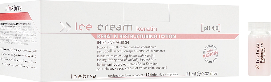 Lotion rekonstruujący z keratyną do włosów suchych i chemicznie przetworzonych włosów - Inebrya Keratin Ice Cream Keratin Restructuring Lotion — Zdjęcie N1