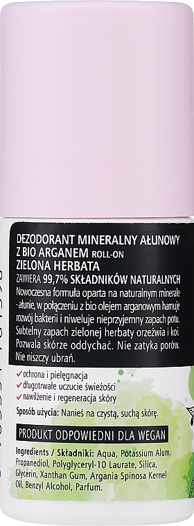 Naturalny dezodorant mineralny Zielona herbata - Arganove Green Tea Roll-On Deodorant — Zdjęcie N2