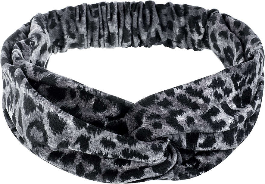 Opaska do włosów Knit Classic, leopard szary, jersey - MAKEUP Hair Accessories — Zdjęcie N1
